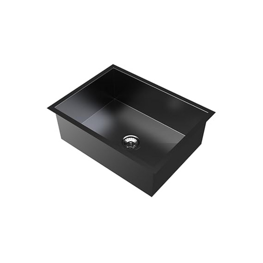 Carysil Classic Quadro N100 PVD Finish Single Bowl Kitchen Sink, Stainless Steel Zero Radius Sink, Deep Bowl, Sloping Drains, Noise Reduction, 304 Coupling, 24x18x8 inches, Gun Metal