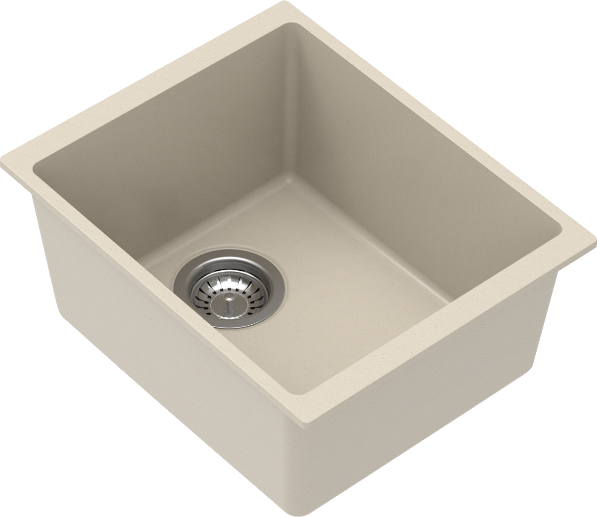 Carysil Quartz Dolce UK Series Single Bowl Kitchen Sink, Real Stone Finish, 304 Stainless Steel Coupling, Kitchen Sink with Sloping Drain, Noise Reduction Design, 15x18x8 inches, Cream