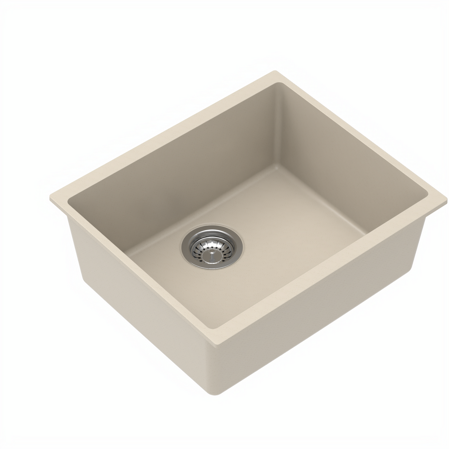 Carysil Quartz Dolce UK Series Single Bowl Kitchen Sink, Real Stone Finish, 304 Stainless Steel Coupling, Kitchen Sink with Sloping Drain, Noise Reduction Design, 21x18x8 inches, Cream