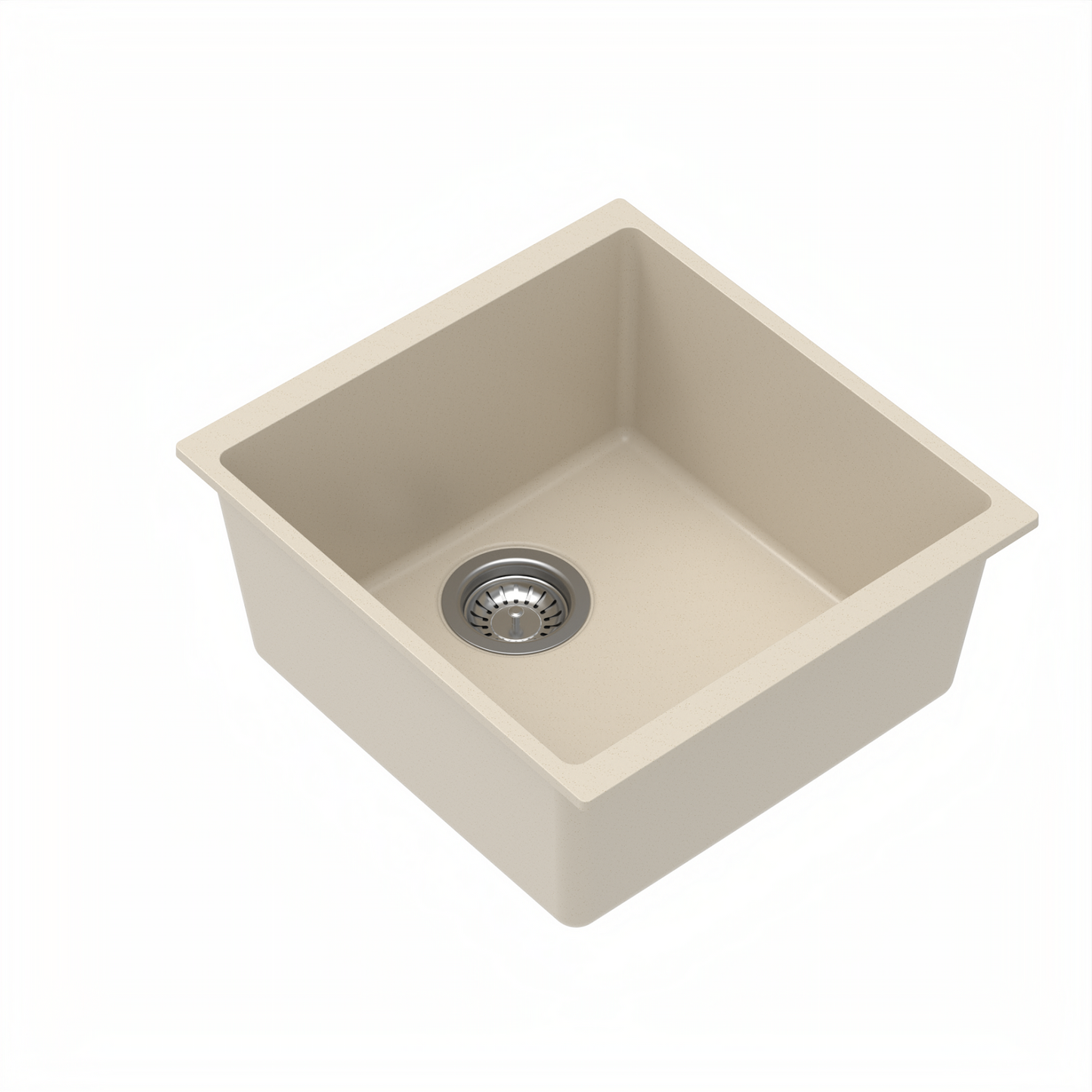 Carysil Quartz Dolce UK Series Single Bowl Kitchen Sink, Real Stone Finish, 304 Stainless Steel Coupling, Kitchen Sink with Sloping Drain, Noise Reduction Design, 17x18x8 inches, Cream