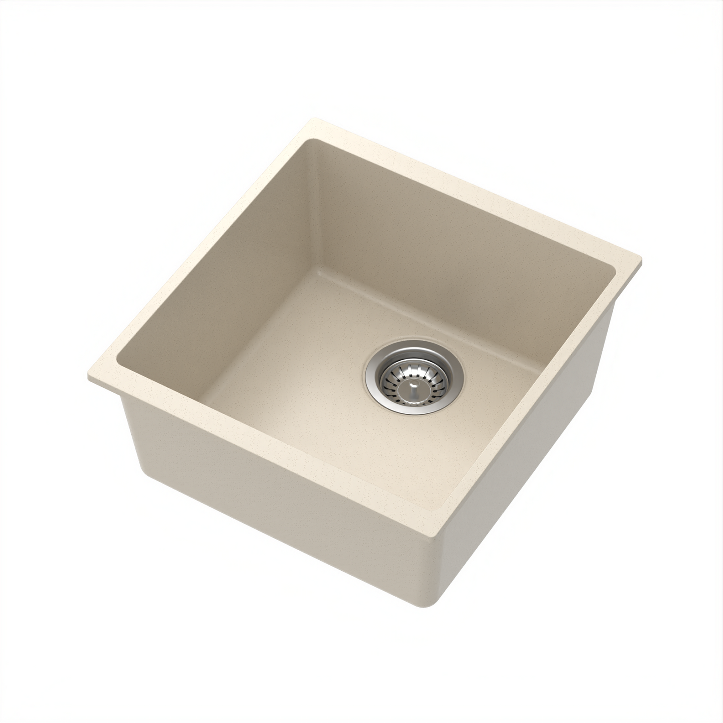 Carysil Quartz Dolce UK Series Single Bowl Kitchen Sink, Real Stone Finish, 304 Stainless Steel Coupling, Kitchen Sink with Sloping Drain, Noise Reduction Design, 17x18x8 inches, Cream