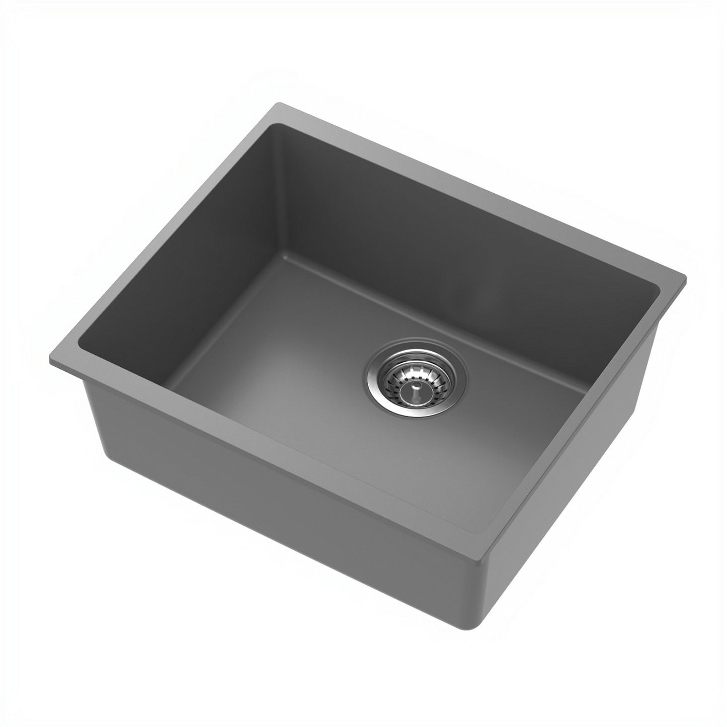 Carysil Quartz Dolce UK Series Singe Bowl Kitchen Sink, Real Stone Finish, 304 Stainless Steel Coupling, Kitchen Sink with Sloping Drain, Noise Reduction Design, 21x18x8 inches, Whisper Grey