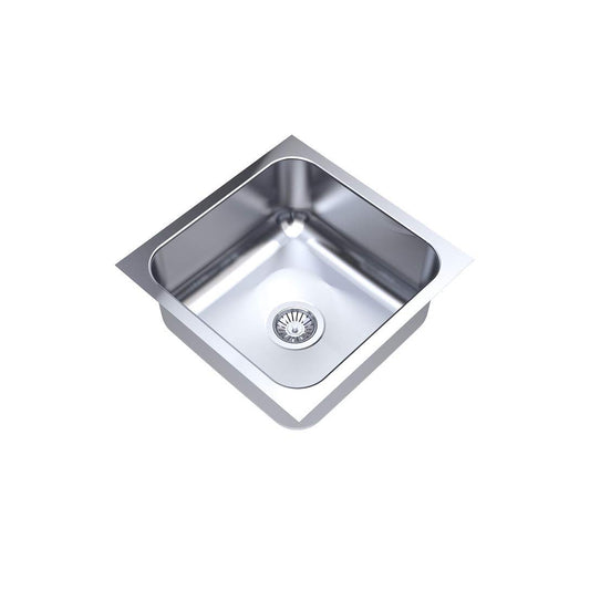 Carysil Elegance Series Single Bowl Kitchen Sink, Stainless Steel Kitchen Sink, 304 Stainless Steel Coupling, Noise Reduction Design, Deep Bowl with Sloping Drain, 18x18x7 inches, Glossy Finish