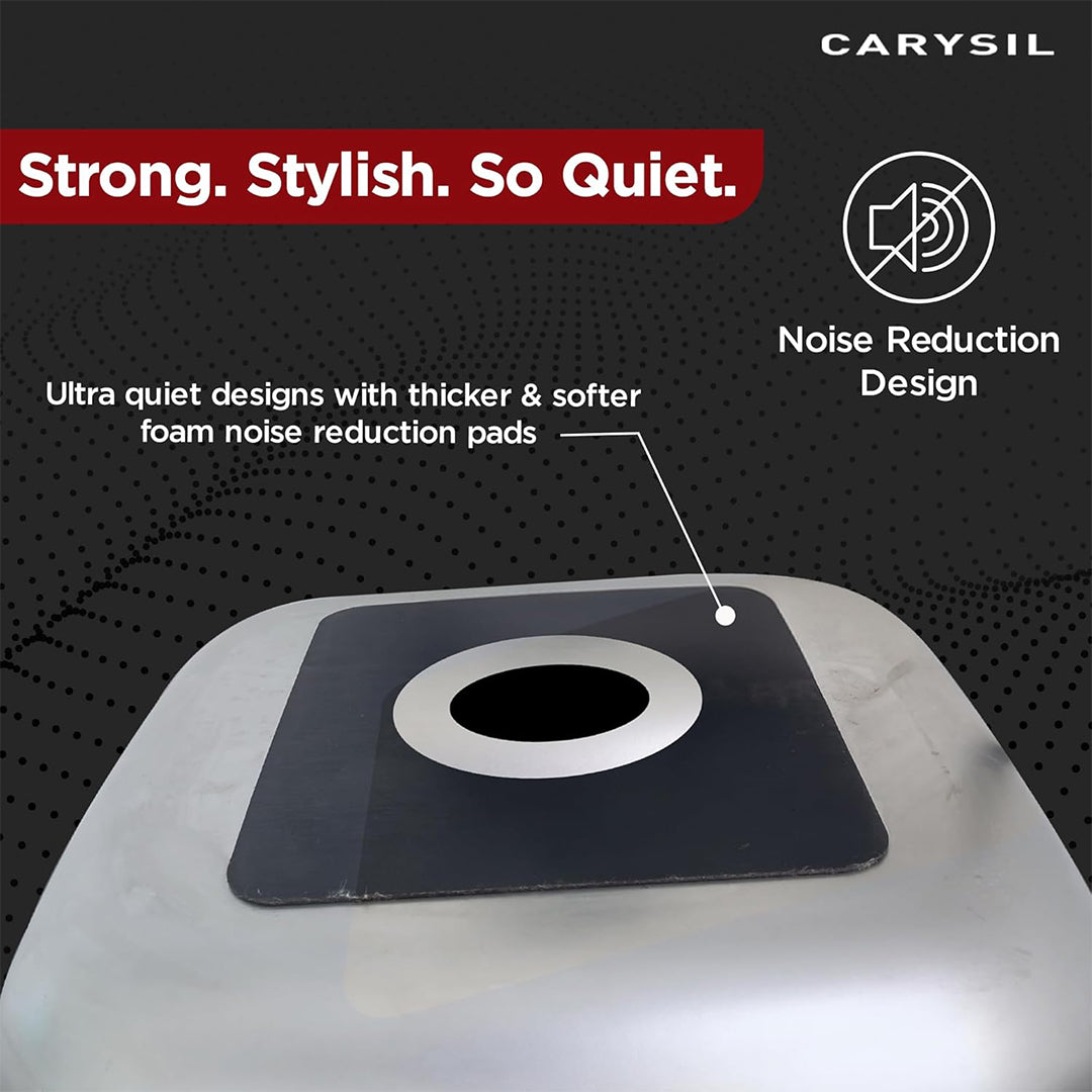 Carysil Elegance Series Single Bowl Kitchen Sink, Stainless Steel Kitchen Sink, 304 Stainless Steel Coupling, Noise Reduction Design, Deep Bowl with Sloping Drain, 18x18x7 inches, Glossy Finish