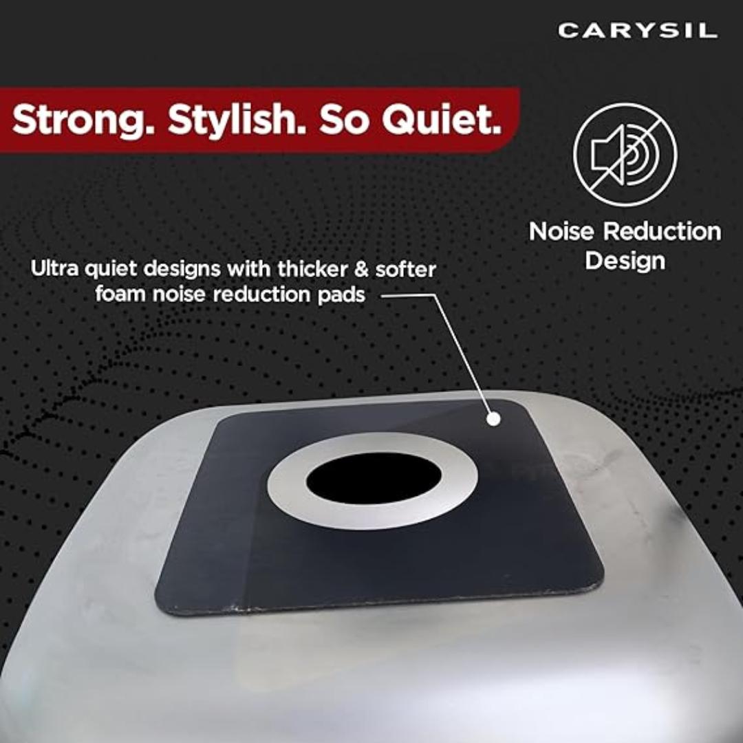 Carysil Micro Radius R10 Series Single Bowl Kitchen Sink, Stainless Steel Kitchen Sink, 10mm Corner Radius, 304 Stainless Steel Coupling, Noise Reduction Design, Deep Bowl with Sloping Drain, 17x17x8 inches, Satin Finish