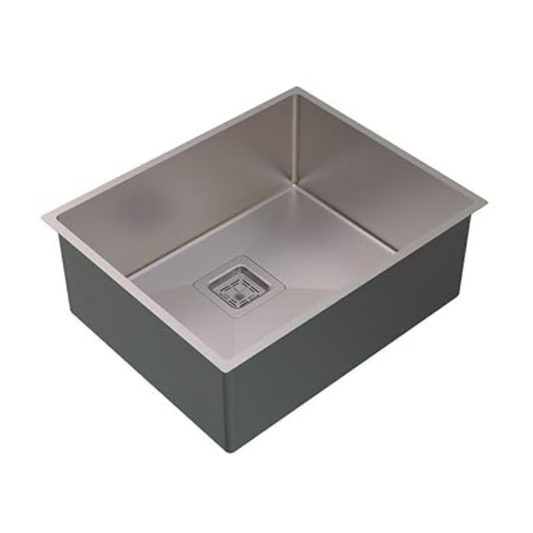 Carysil Micro Radius R10 Series Single Bowl Kitchen Sink, Stainless Steel Kitchen Sink, 10mm Corner Radius, 304 Stainless Steel Coupling, Noise Reduction Design, Deep Bowl with Sloping Drain, 21x17x8 inches, Satin Finish