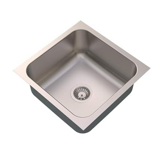 Carysil Elegance Series Single Bowl Kitchen Sink, Stainless Steel Kitchen Sink, 304 Stainless Steel Coupling, Noise Reduction Design, Deep Bowl with Sloping Drain, 18x18x7 inches, Matt Finish