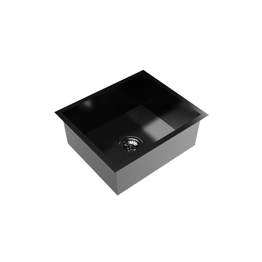 Carysil Classic Quadro N100 PVD Finish Single Bowl Kitchen Sink, Stainless Steel Zero Radius Sink, Deep Bowl, Sloping Drains, Noise Reduction, 304 Coupling, 21x18x8 inches, Gun Metal