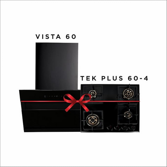Carysil Tek Plus 60 CM 4 Burner Built-in Kitchen Hob and Vista 60 CM Chimney Combo Set
