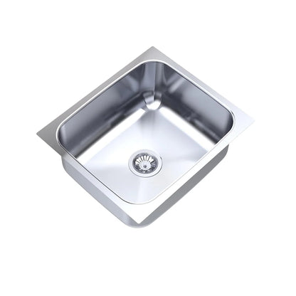 Carysil Elegance Series Single Bowl Kitchen Sink, Stainless Steel Kitchen Sink, 304 Stainless Steel Coupling, Noise Reduction Design, Deep Bowl with Sloping Drain, 21x18x9 inches, Glossy Finish