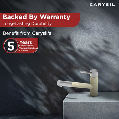 Carysil Alpha 1509 Modern Kitchen Faucet, 360-Degree Swivel Spout, Single-Lever Handle for Hot/Cold Water, Cornflakes, 5-Year Warranty