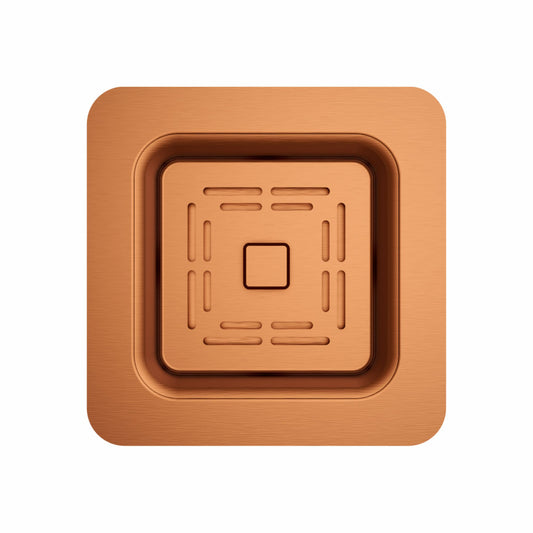 Carysil 304 Grade Stainless Steel Square Waste Coupling with Removable Waste Strainer Assembly, Corrosion-Resistant, Efficient Drainage System - Rose Gold PVD Finish