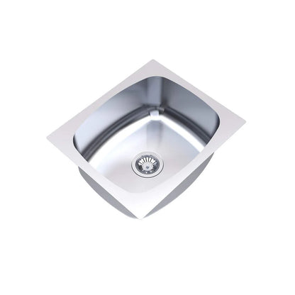 Carysil Elegance Series Single Bowl Kitchen Sink, Stainless Steel Kitchen Sink, 304 Stainless Steel Coupling, Noise Reduction Design, Deep Bowl with Sloping Drain, 20x17x8 inches, Glossy Finish