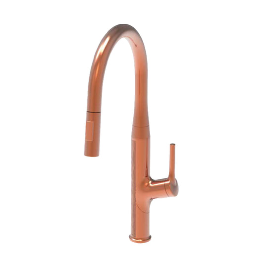 Carysil Alpha 1512 Modern Kitchen Faucet with Pull-Out Spray, High Arc with 360-Degree Swivel, Single-Lever Handle for Hot/Cold Water, Rose Gold Finish, 5-Year Warranty
