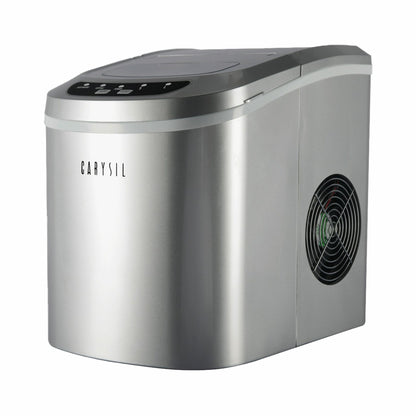 Carysil Joy Portable Compact Countertop Ice Maker, Makes 9 Ice Cubes Per Cycle, 12kg/24h Quick Ice Production, SS Finish with Ice Scoop, User-Friendly Control Panel for Home, Office & Outdoor Use