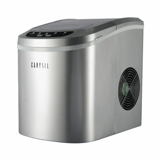 Carysil Joy Portable Compact Countertop Ice Maker, Makes 9 Ice Cubes Per Cycle, 12kg/24h Quick Ice Production, SS Finish with Ice Scoop, User-Friendly Control Panel for Home, Office & Outdoor Use