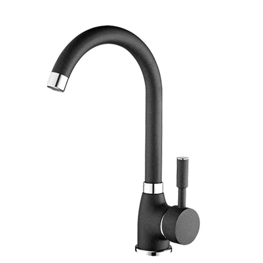 Carysil Alpha 1504 Modern Kitchen Faucet, High Arc with 360-Degree Swivel, Single-Lever Handle for Hot/Cold Water, Nera, 5-Year Warranty
