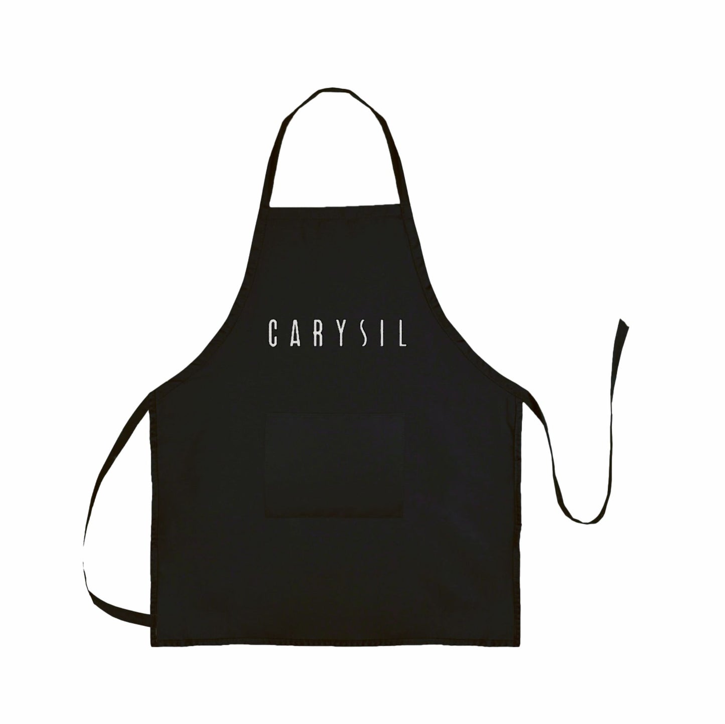Carysil Premium 100% Cotton Apron with Front Center Pocket & Brand Embroidery, Machine Washable, Unisex Kitchen Apron for Home Use, Black Colour