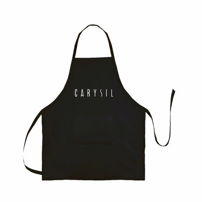 Carysil Premium 100% Cotton Apron with Front Center Pocket & Brand Embroidery, Machine Washable, Unisex Kitchen Apron for Home Use, Black Colour