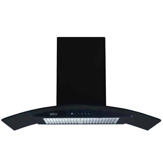 Carysil Rome 90 cm Kitchen Chimney, Curved Shape, 1250 m³/hr Suction Capacity, Baffle Filter, BLDC Silent Motor, A-Energy Class, 9-Speed Touch Control, LED Lamp, Lifetime Warranty