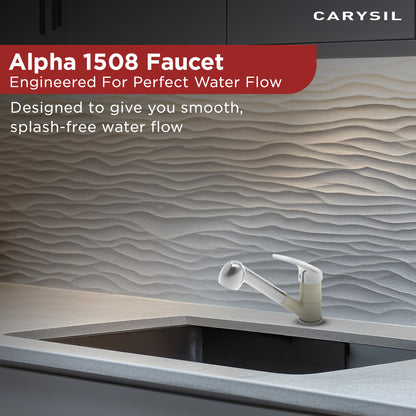 Carysil Alpha 1508 Modern Kitchen Faucet, 360-Degree Swivel Spout, Single-Lever Handle for Hot/Cold Water, Cornflakes, 5-Year Warranty