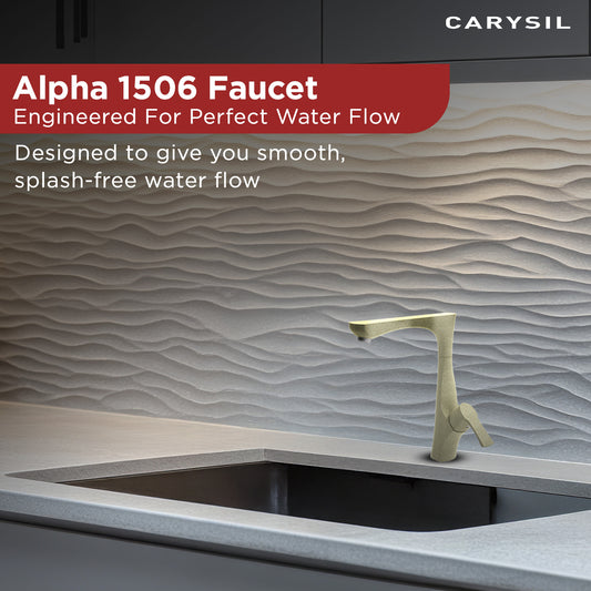 Carysil Alpha 1506 Modern Kitchen Faucet, 360-Degree Swivel Spout, Single-Lever Handle for Hot/Cold Water, Cornflakes, 5-Year Warranty
