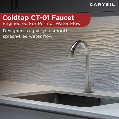 Carysil CT-02 Cold Tap Modern Kitchen Faucet, 360-Degree Swivel, Single-Lever Handle for Cold Water, Chrome Finish, 5-Year Warranty