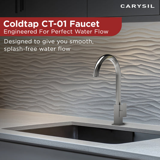 Carysil CT-02 Cold Tap Modern Kitchen Faucet, 360-Degree Swivel, Single-Lever Handle for Cold Water, Chrome Finish, 5-Year Warranty
