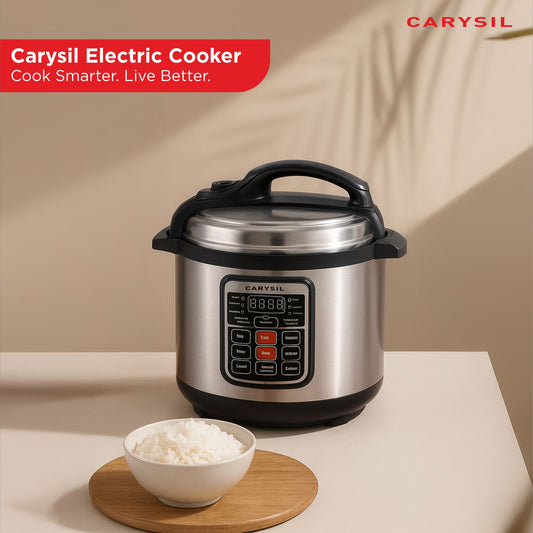 Carysil 11-in-1 Automatic Electric Pressure Cooker 6 L, 1 Year Warranty with 13 Indian Preset Menu, Instant Electric Cooker Pot, Multipurpose Rice Cooker (Stainless Steel)