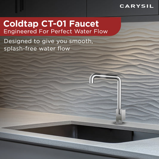 Carysil CT-01 Cold Tap Modern Kitchen Faucet, 360-Degree Swivel, Single-Lever Handle for Cold Water, Chrome Finish, 5-Year Warranty