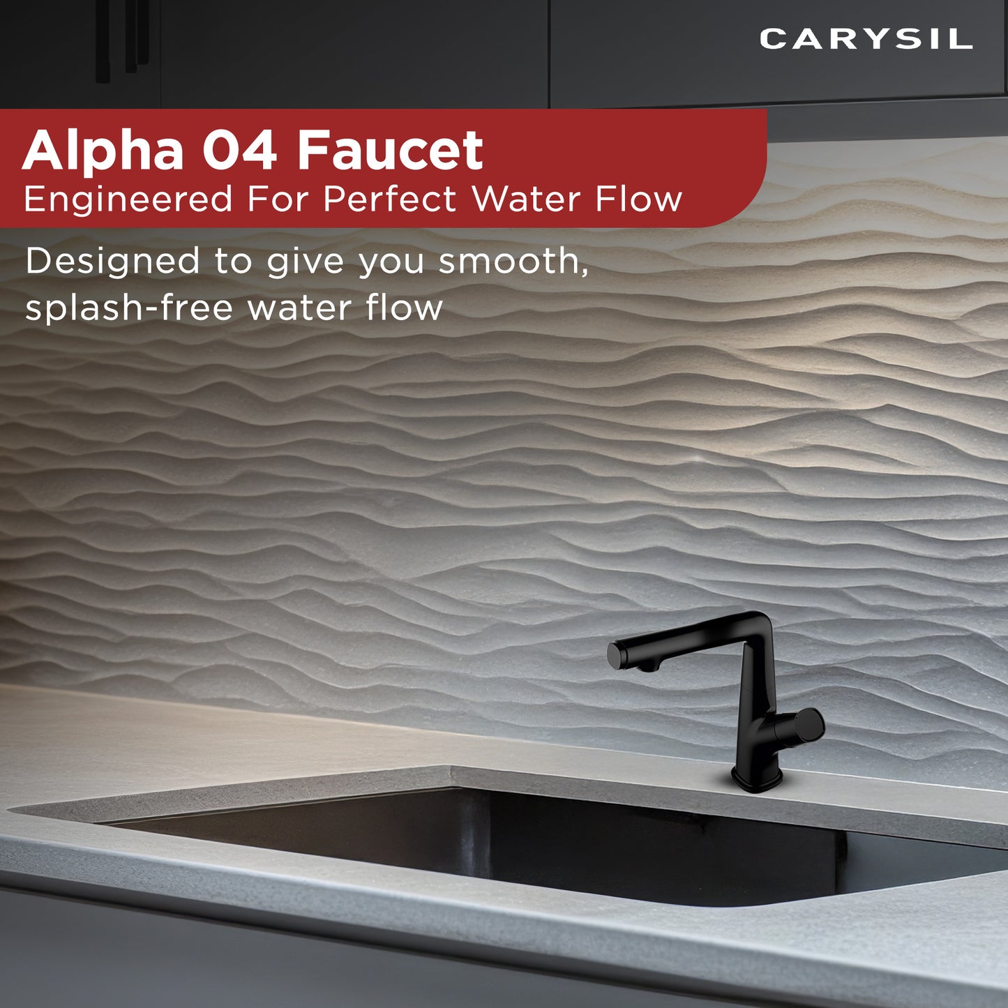 Carysil Alpha 04 Kitchen Faucet, Pull-Out Sprayer, Solid Brass, 180° Swivel Spout, 2-Function Spray, Ceramic Cartridge, Stainless Steel Hoses, Easy Installation, Premium Packaging