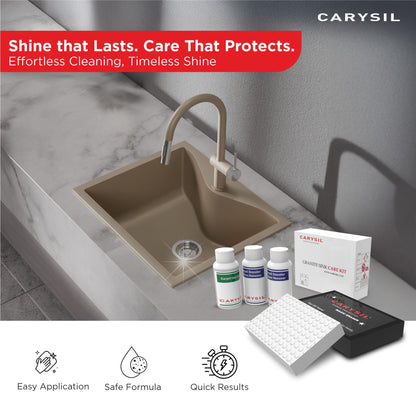 Carysil 3-in-1 Quartz Kitchen Sink Cleaning Care Kit, Includes Stain Remover, Lime Scale Descaler, Easy Care Shine Protector, and Magic Eraser for Deep Cleaning and Maintenance, 250 ml