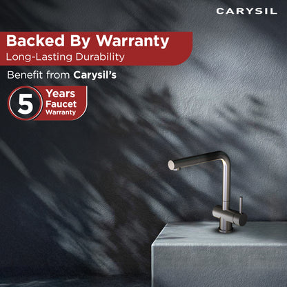 Carysil Alpha 2202 Modern Kitchen Faucet with Pull-Out Spray, High Arc with 360-Degree Swivel Spout, Single-Lever Handle for Hot/Cold Water, Chrome, 5-Year Warranty