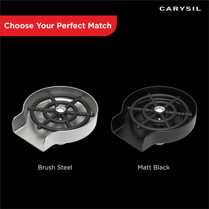 Carysil Glass Rinser for Kitchen Sink, Automatic Cup Washer for Kitchen Sink, 304-grade Stainless Steel, 5 Spray Holes, Bar Glass Rinser and Bottle Rinser, Matt Black Finish