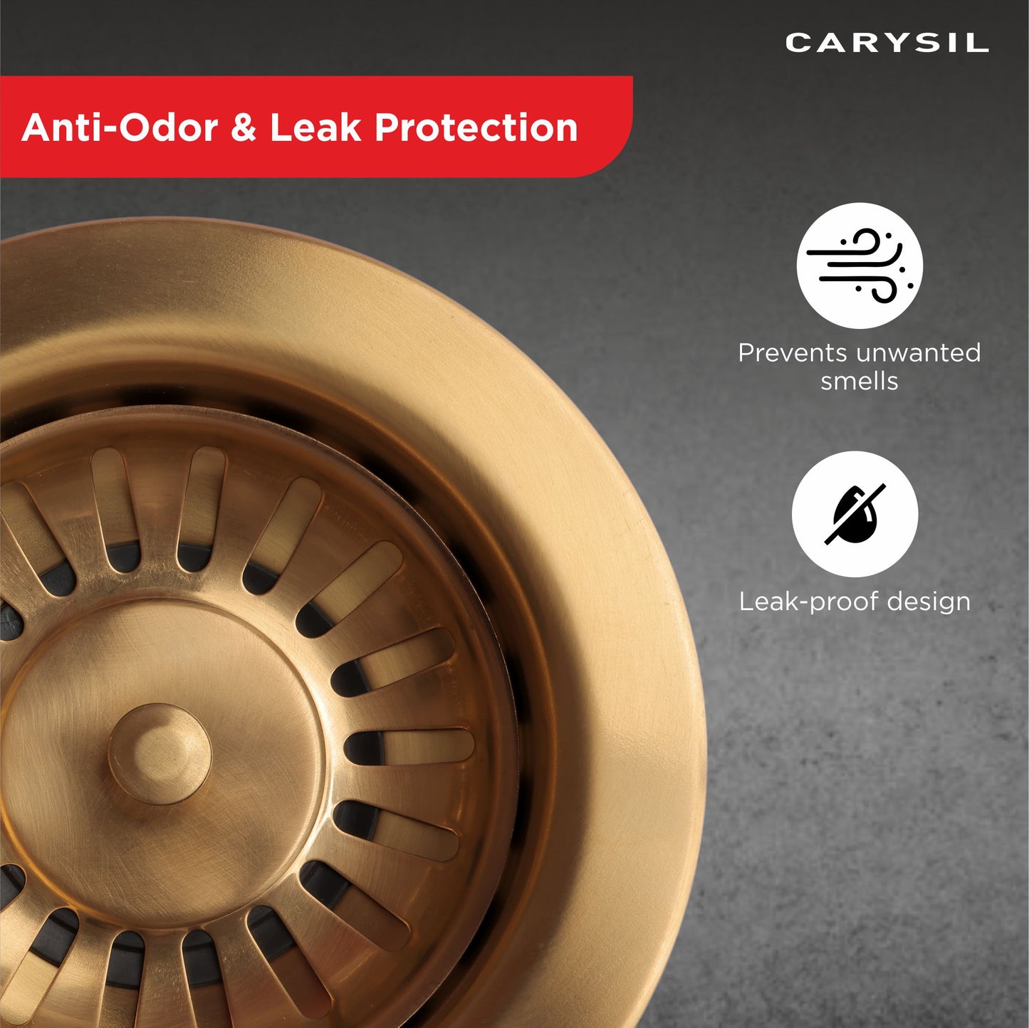 Carysil Round Waste Coupling for Kitchen Sink, Premium 304-grade Stainless Steel Coupling, Removable Waste Strainer for Kitchen Sink, Rust-Free, Corrosion-Resistant, Yellow Gold PVD Finish