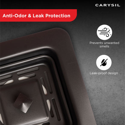 Carysil Square Waste Coupling for Kitchen Sink, Premium 304-grade Stainless Steel Coupling, Removable Waste Strainer for Kitchen Sink, Rust-free, Corrosion-Resistant, Matt Black PVD Finish