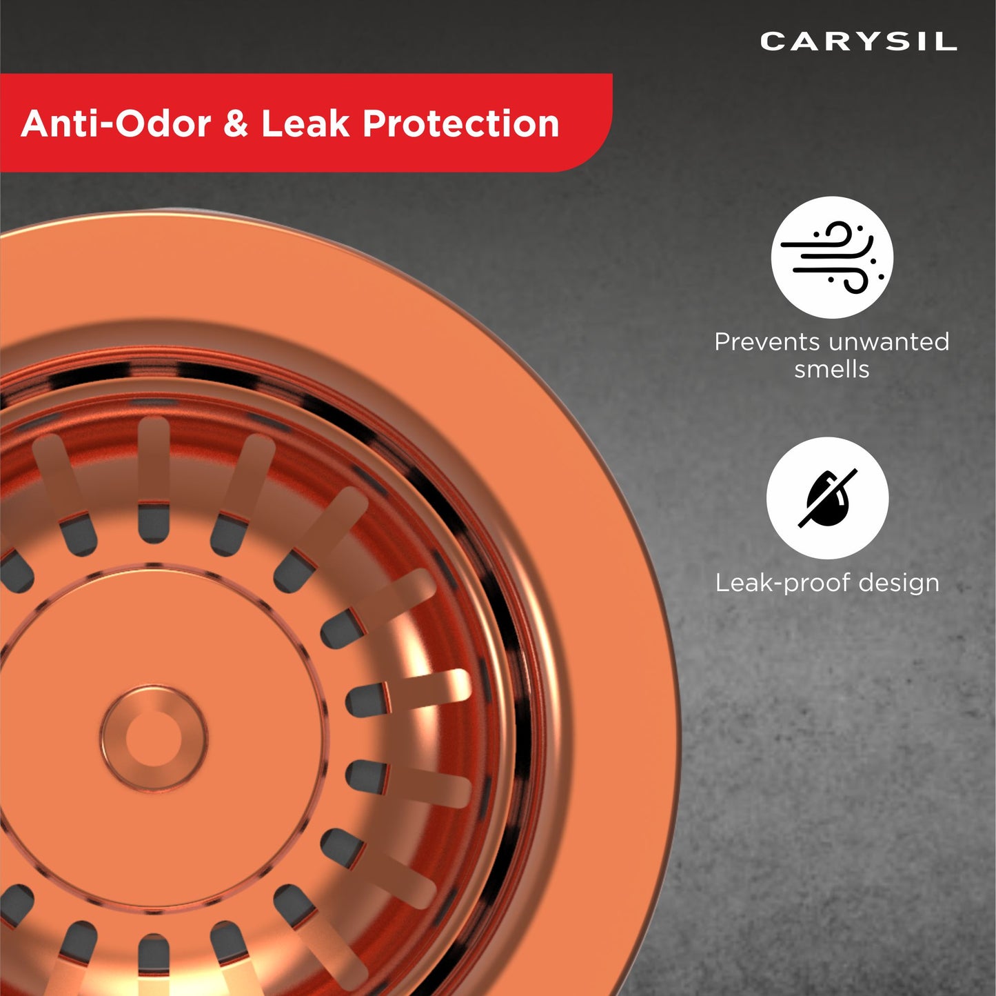 Carysil Round Waste Coupling for Kitchen Sink, Premium 304-grade Stainless Steel Coupling, Removable Waste Strainer for Kitchen Sink, Rust-Free, Corrosion-Resistant, Rose Gold PVD Finish