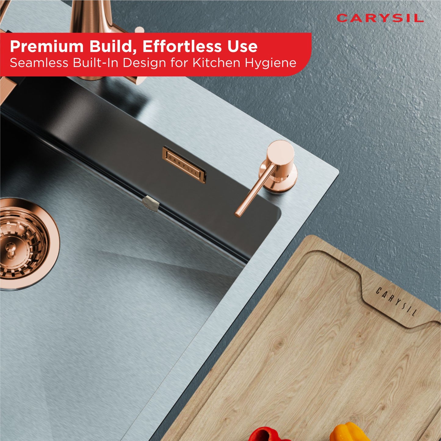 Carysil Kitchen Sink Soap Dispenser, 300ml Top Refill Built-in Countertop Stainless Steel Pump with 360° Rotating Head for Liquid Soap, Matt Black