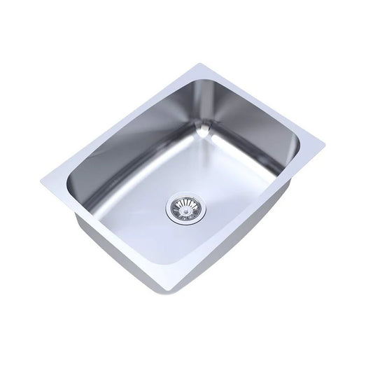 Carysil Elegance Series Single Bowl Kitchen Sink, Stainless Steel Kitchen Sink, 304 Stainless Steel Coupling, Noise Reduction Design, Deep Bowl with Sloping Drain, 24x18x9 inches, Glossy Finish
