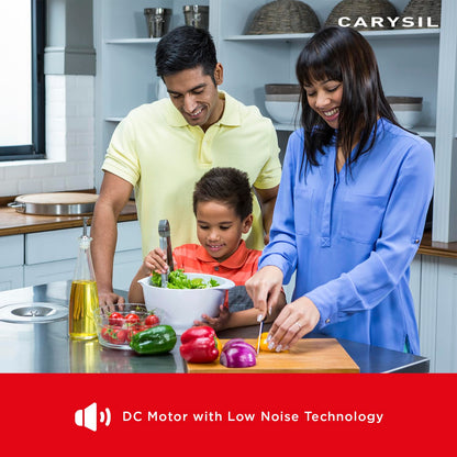 Carysil Food Waste Disposer for Home Sink, 1/2 HP Heavy Duty, Ideal for 5-7 Person Family, Powerful 2500 RPM DC Motor with Low Noise, Corrosion-Proof & Stainless Steel Grinding Components, Fits Under The Kitchen Sink, Black