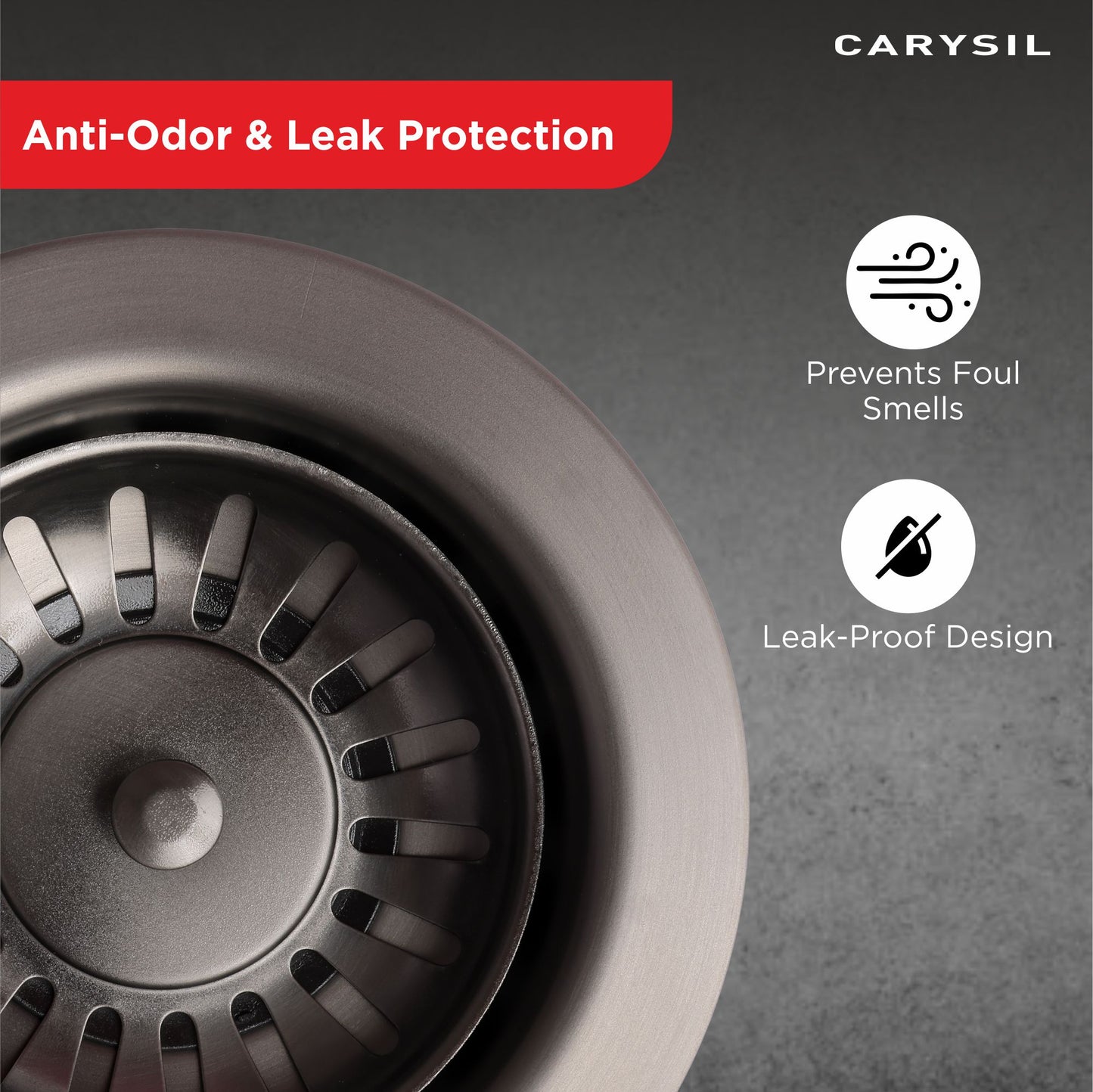 Carysil Round Waste Coupling for Kitchen Sink, Premium 304-grade Stainless Steel Coupling, Removable Waste Strainer for Kitchen Sink, Rust-Free, Corrosion-Resistant, Matt Black PVD Finish