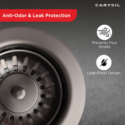 Carysil Round Waste Coupling for Kitchen Sink, Premium 304-grade Stainless Steel Coupling, Removable Waste Strainer for Kitchen Sink, Rust-Free, Corrosion-Resistant, Matt Black PVD Finish