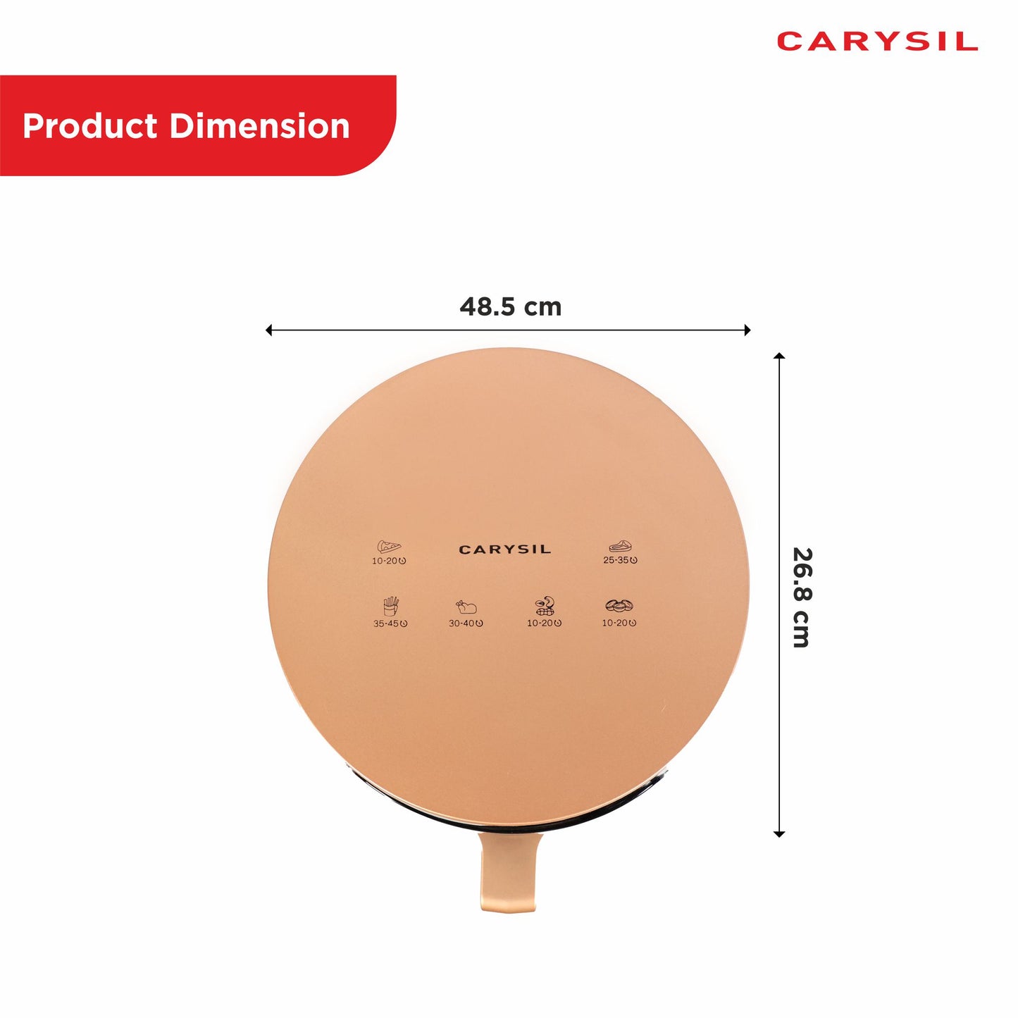 Carysil Air Fryer 4.5L Capacity, Oil-Free Touch Panel Fryer for Healthy Cooking, Fast Frying, Perfect Addition for any Modern Kitchen, Sleek Black Design