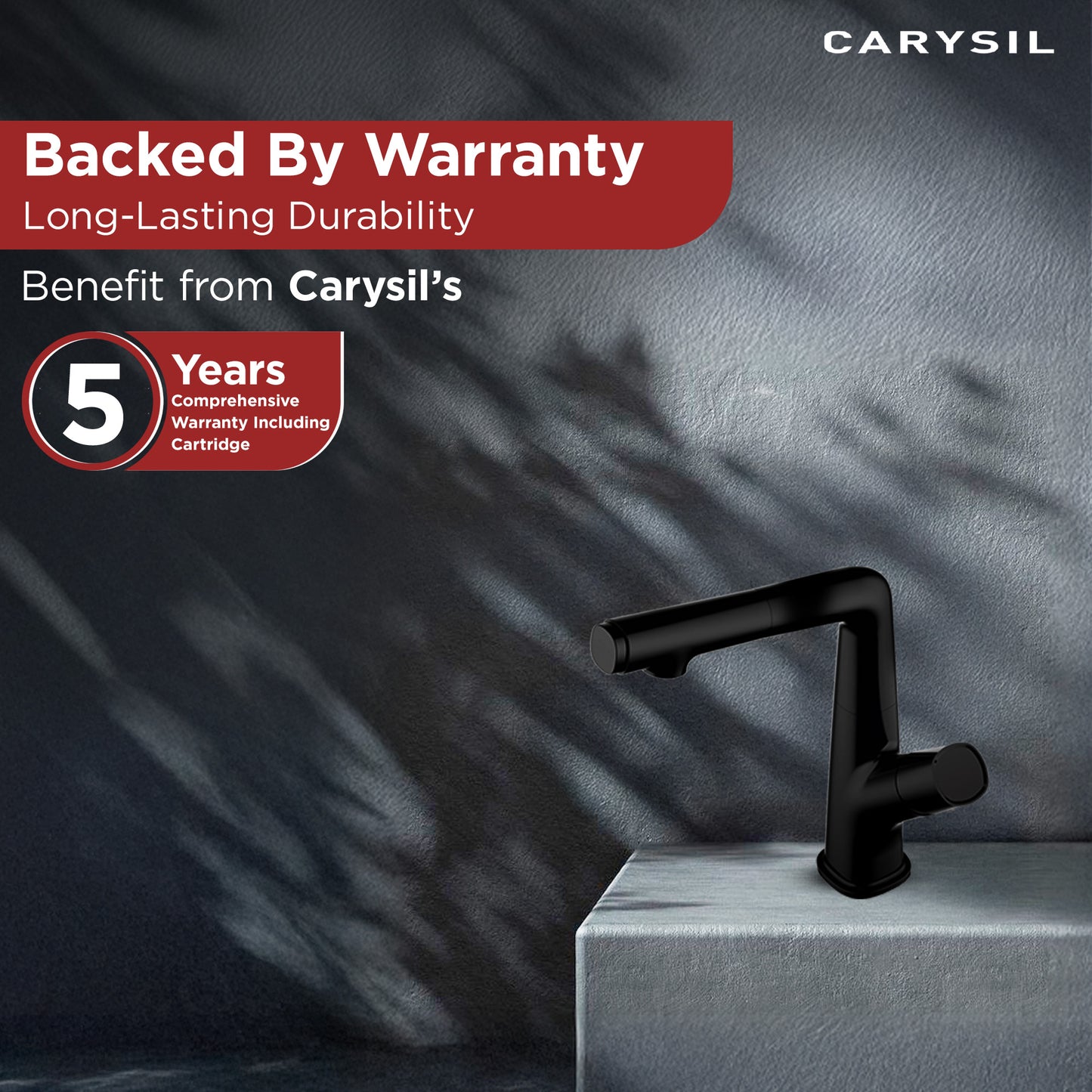 Carysil Alpha 04 Kitchen Faucet, Pull-Out Sprayer, Solid Brass, 180° Swivel Spout, 2-Function Spray, Ceramic Cartridge, Stainless Steel Hoses, Easy Installation, Premium Packaging