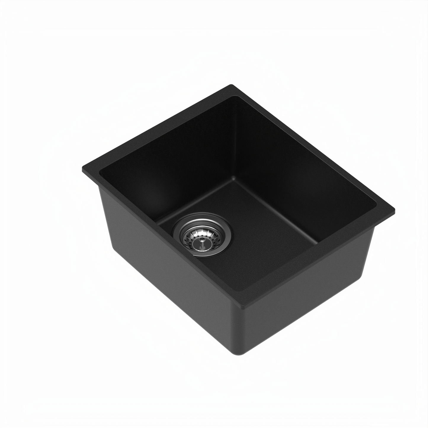 Carysil Quartz Dolce UK Series Single Bowl Kitchen Sink with 50 ml Cleaning Kit, Real Stone Finish, 304 Stainless Steel Coupling, Kitchen Sink with Sloping Drain, Noise Reduction Design, 15x18x8 inches, Pearl Black