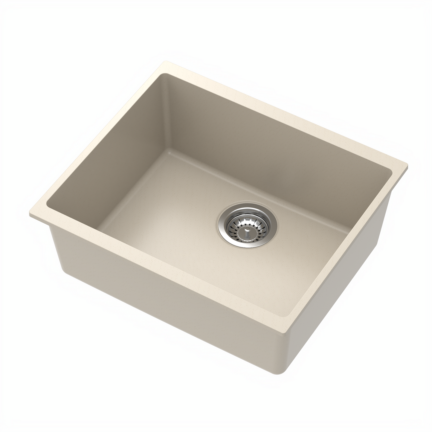 Carysil Quartz Dolce UK Series Single Bowl Kitchen Sink, Real Stone Finish, 304 Stainless Steel Coupling, Kitchen Sink with Sloping Drain, Noise Reduction Design, 21x18x8 inches, Cream