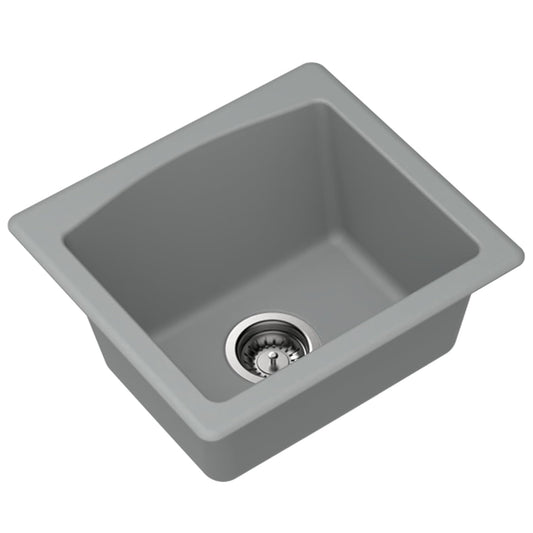 Carysil Quartz C'est Bon Single Bowl Kitchen Sink, Real Stone Finish, 304 Stainless Steel Coupling, Kitchen Sink with Sloping Drain, Noise Reduction Design, 18x16x8 inches, Croma
