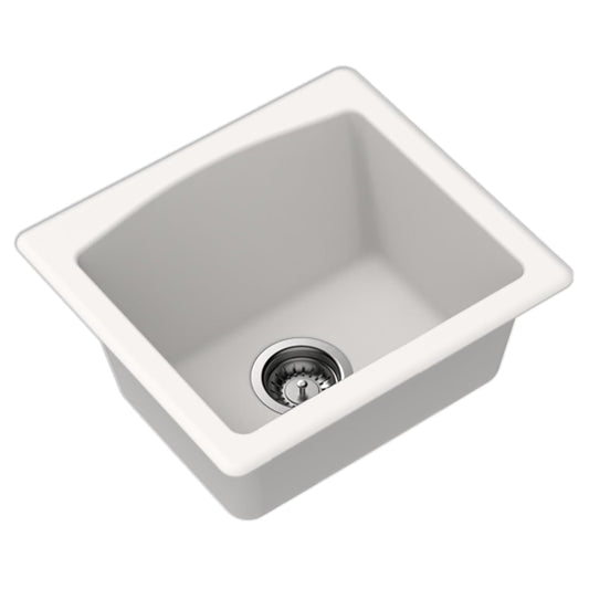 Carysil Quartz C'est Bon Single Bowl Kitchen Sink, Real Stone Finish, 304 Stainless Steel Coupling, Kitchen Sink with Sloping Drain, Noise Reduction Design, 18x16x8 inches, Snova