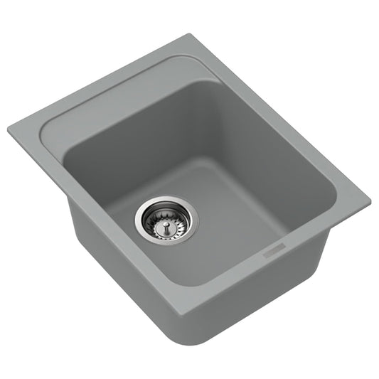 Carysil Quartz Jade 400 Single Bowl Kitchen Sink, Real Stone Finish, 304 Stainless Steel Coupling, Kitchen Sink with Sloping Drain, Noise Reduction Design, 16x20x8 inches, Croma