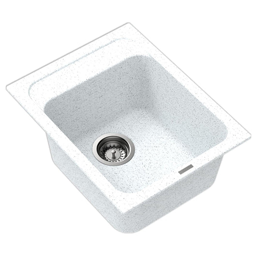 Carysil Quartz Jade 400 Single Bowl Kitchen Sink, Real Stone Finish, 304 Stainless Steel Coupling, Kitchen Sink with Sloping Drain, Noise Reduction Design, 16x20x8 inches, Montana